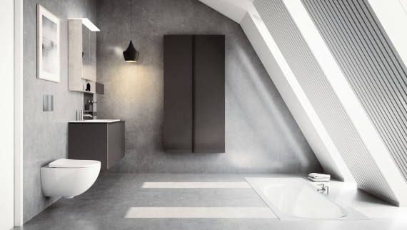 Tetőtéri fürdőszoba Geberit Acanto termékekkel